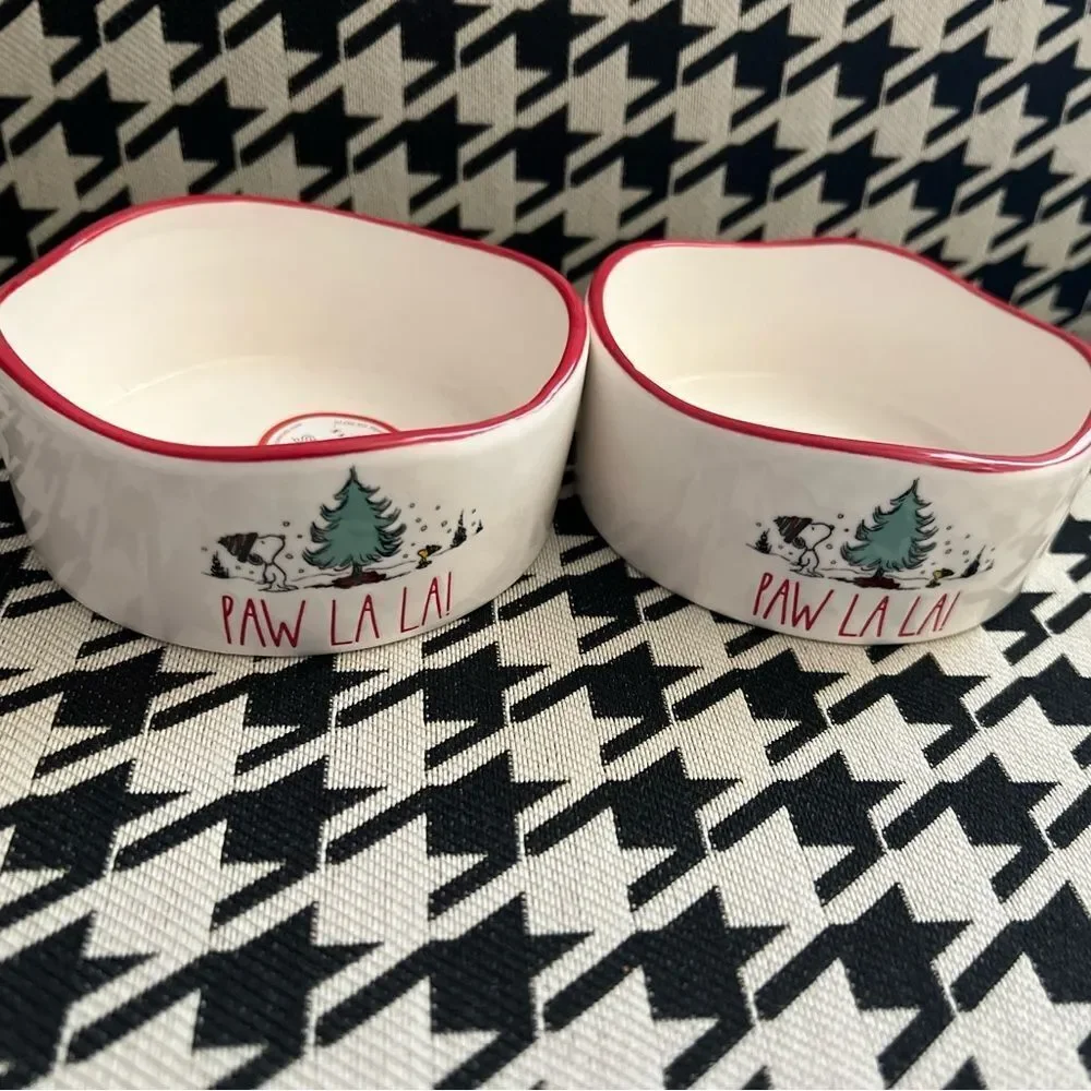 Peanuts x Rae Dunn Paw La La Pet Bowls- Set of 2